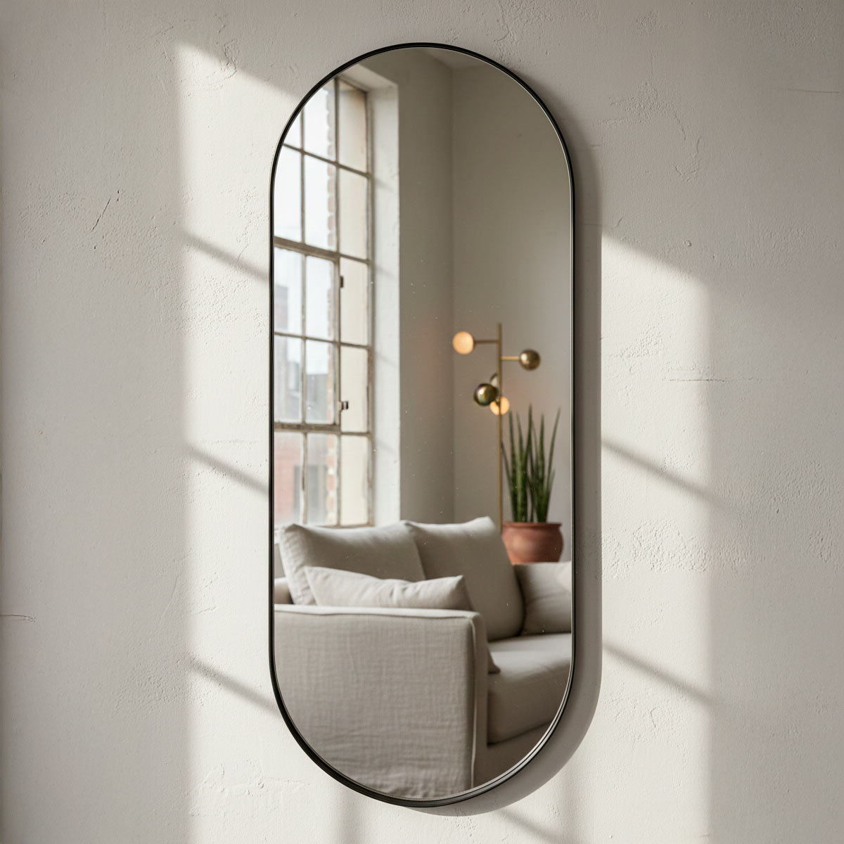 Espelho Decorativo Grande Oval Orgânico - Metal Pílula - 60x1,50M