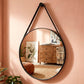 Espelho Decorativo Redondo Adnet Couro - Com Alça - Banheiro - 60cm