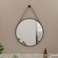 Espelho Decorativo Redondo Adnet Couro - Com Alça - Banheiro - 60cm