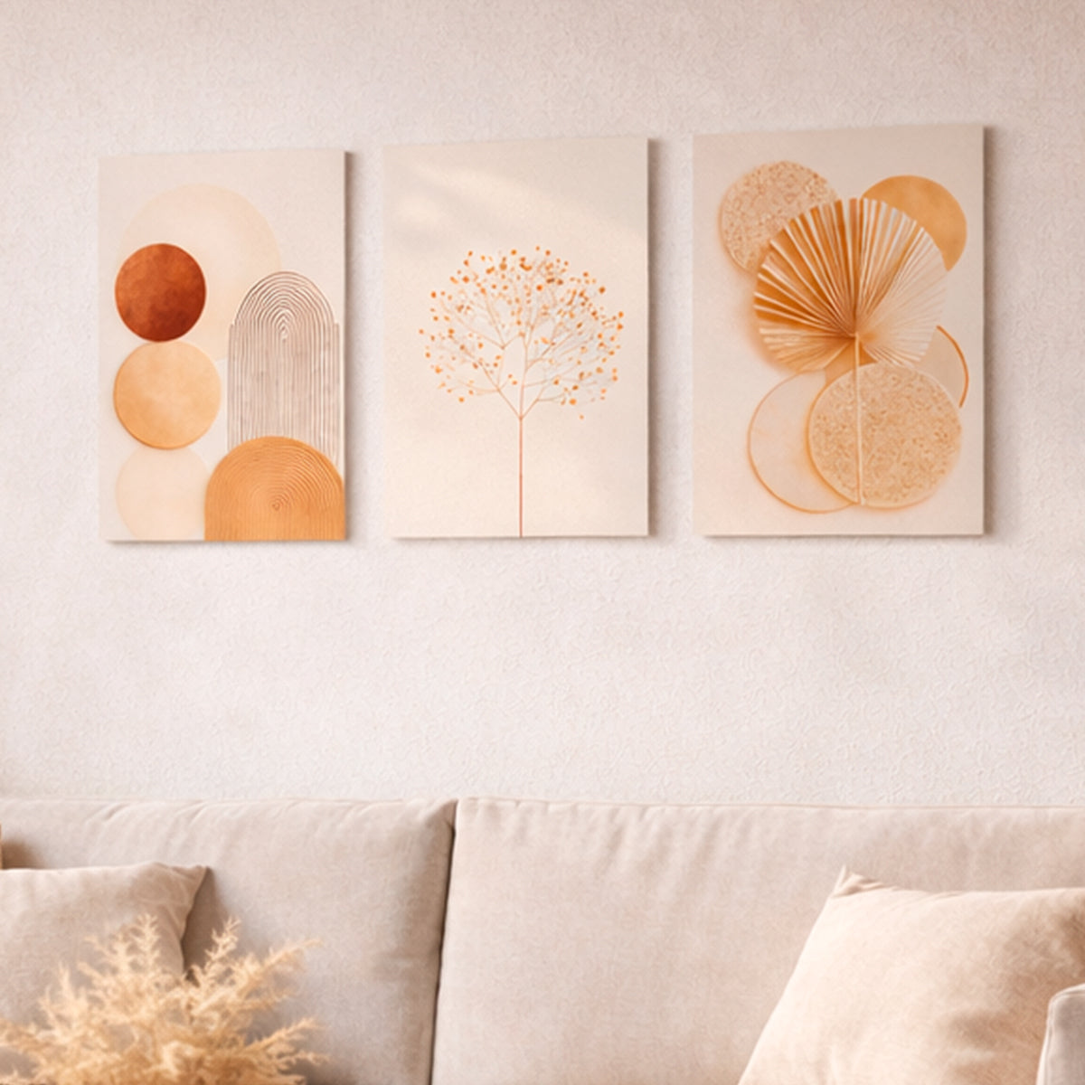Trio de Quadros Decorativos em MDF para Sala e Quarto Kit 60x40cm
