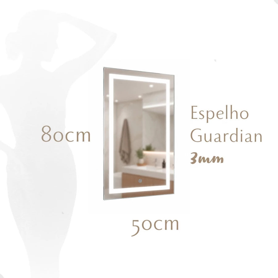 Espelho com Led Touch com Botão em 3 Cores - Retangular 50x80cm
