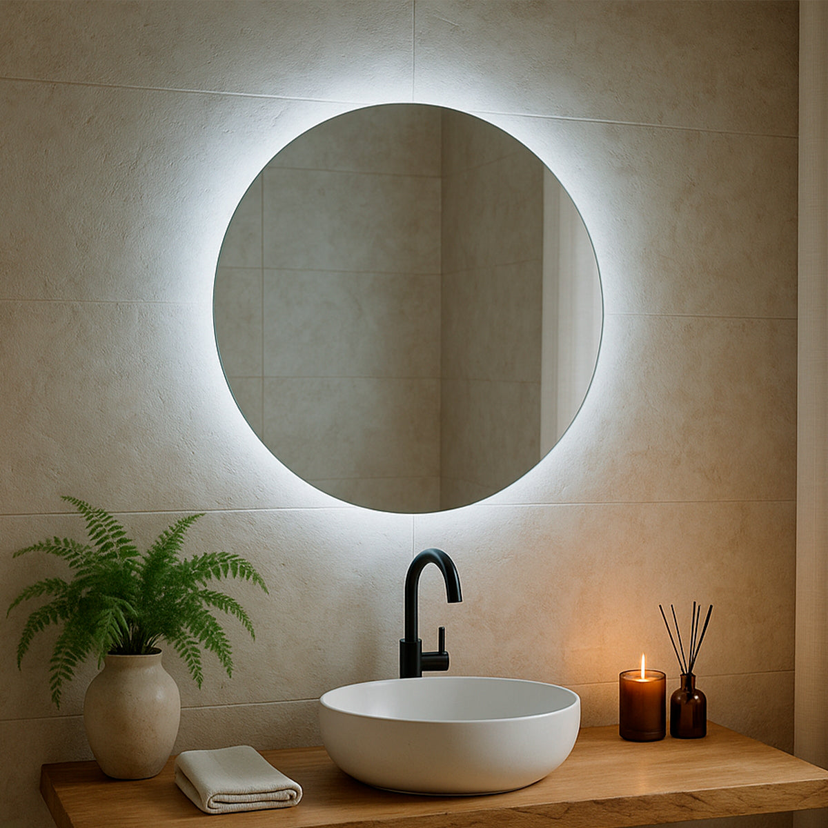 Espelho com Led Redondo Decorativo - Todos os Tamanhos